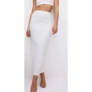 Good American NWT Cloud White Scrunchie Maxi Skirt size 2 XS pull on skirt
